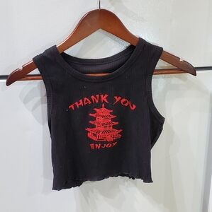 SHEIN Black Crop Top with Red Graphic